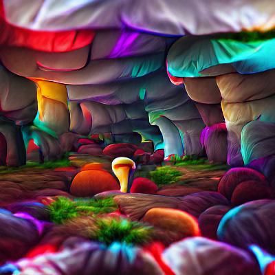Bioluminescent Mushroom Cave: Digital Art