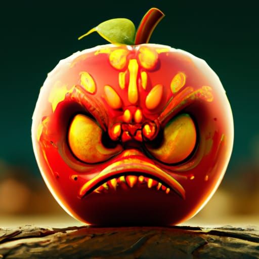 Angry Apple Face: Detailed Matte Painting