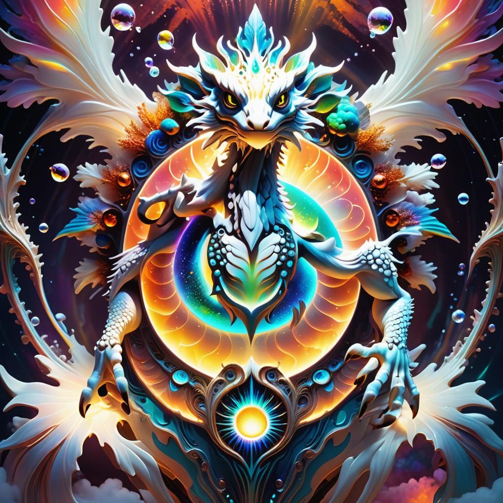 Iridescent Creature on Radial Gradient Background as 3D Art