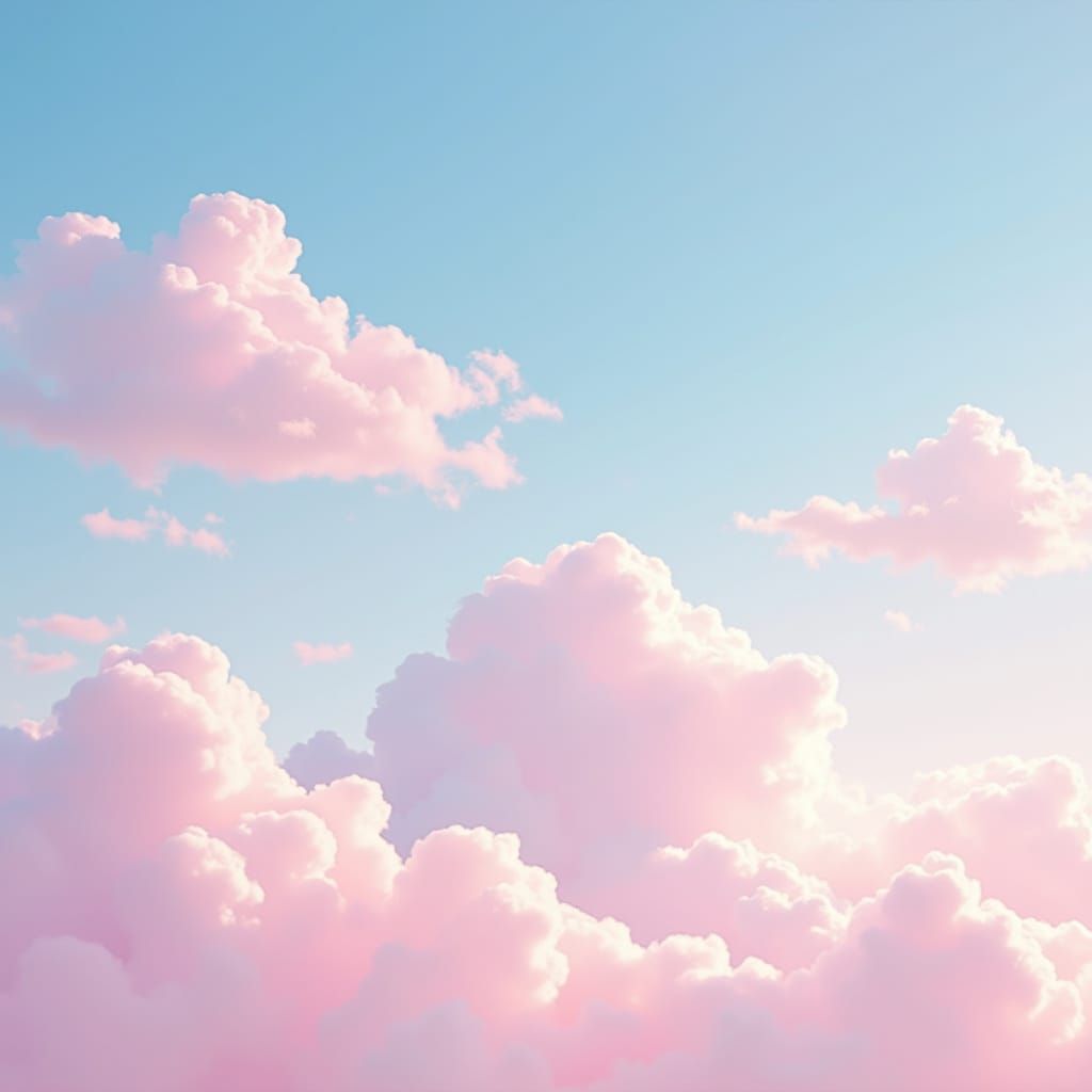 Soft Pink Clouds in a Dreamy Whimsical Landscape