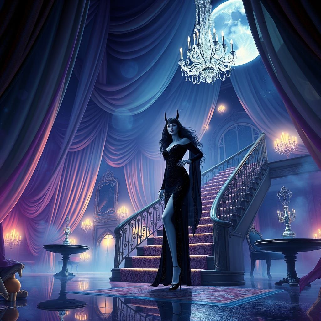 Elvira as Enchanted Princess in Whimsical Ballroom