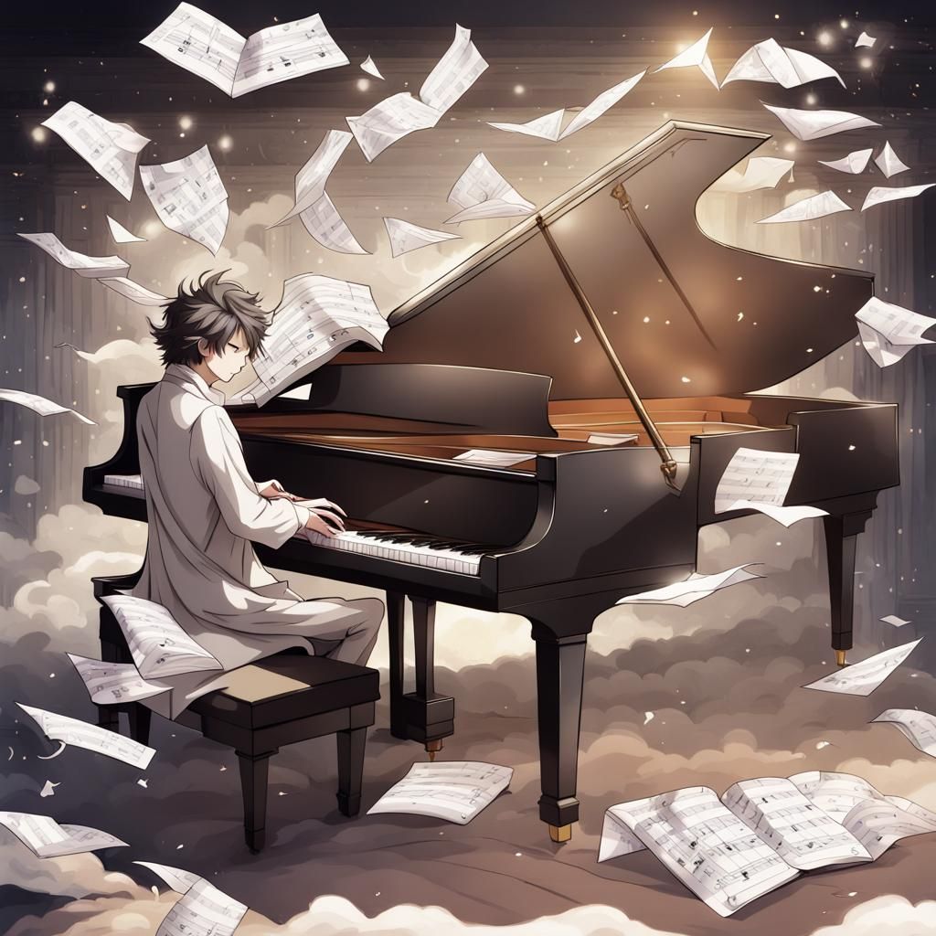 Beethoven's Anime Piano Performance with Origami