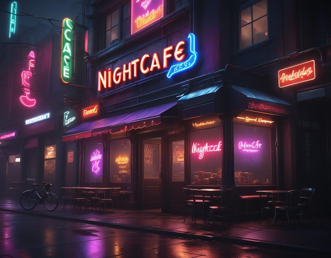 Bright Neon Sign Reads NightCafe