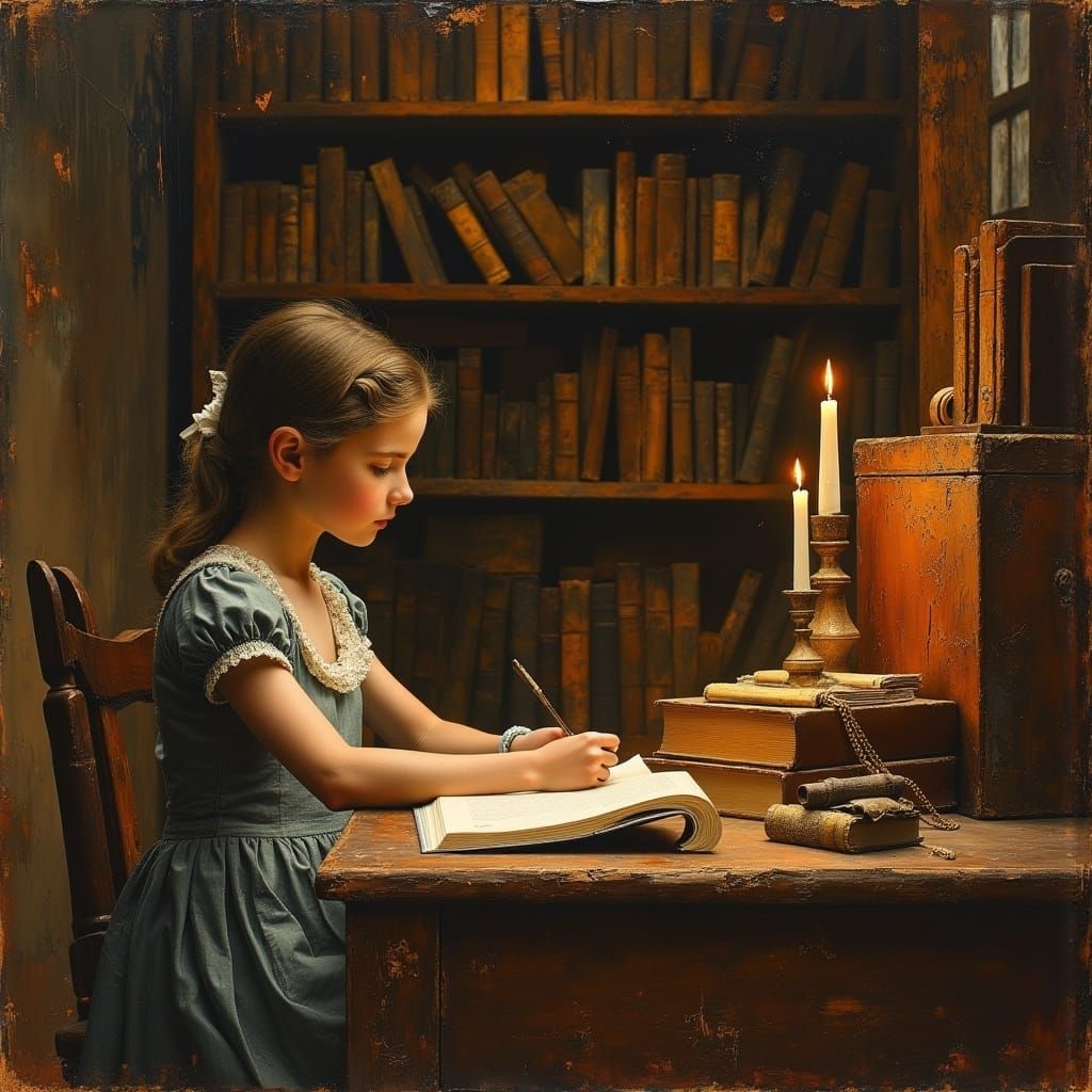 Historical Scene in Dark Oil Paint Style