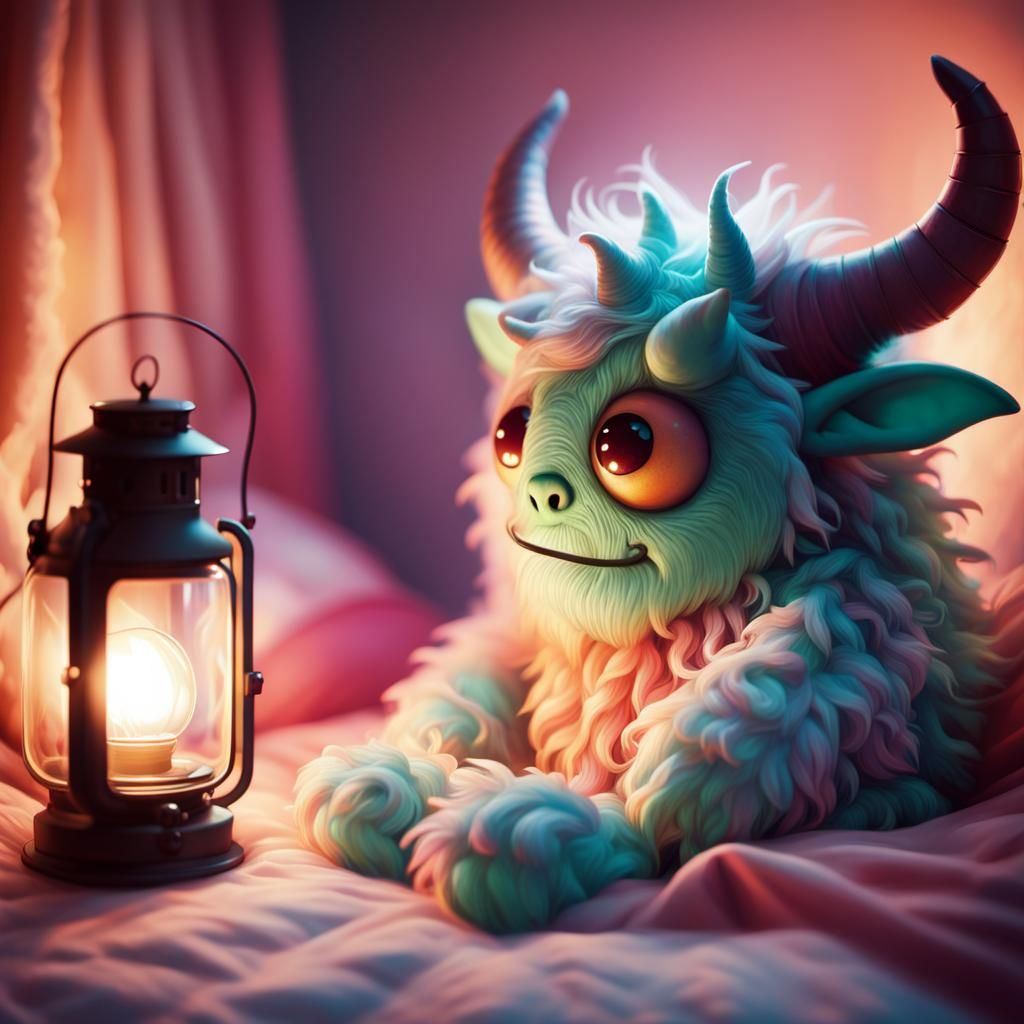 Dreamy Monster in Bed, Cinematic Still