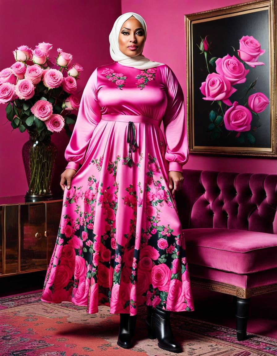 Psychedelic Oil Portrait of Woman with Roses