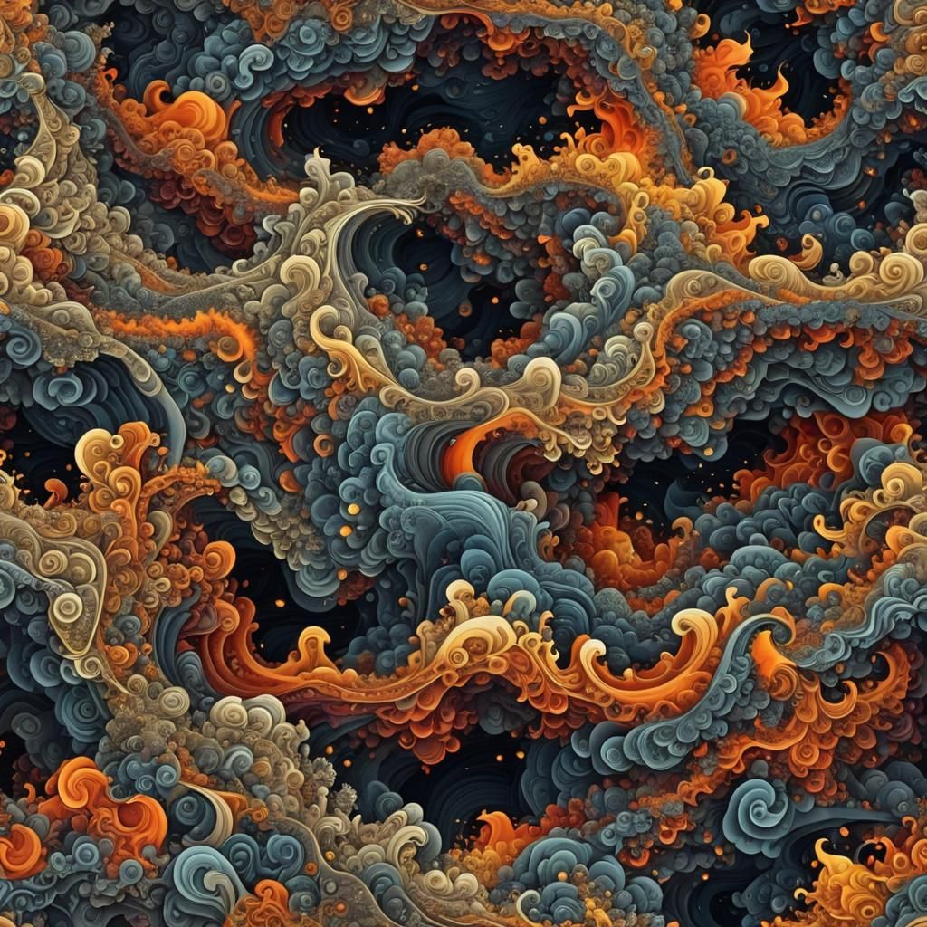 Volcanic Fury: Abstract Fractal Landscape