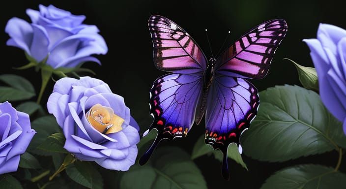 Delicate Butterfly Perched on a Vibrant Red Rose