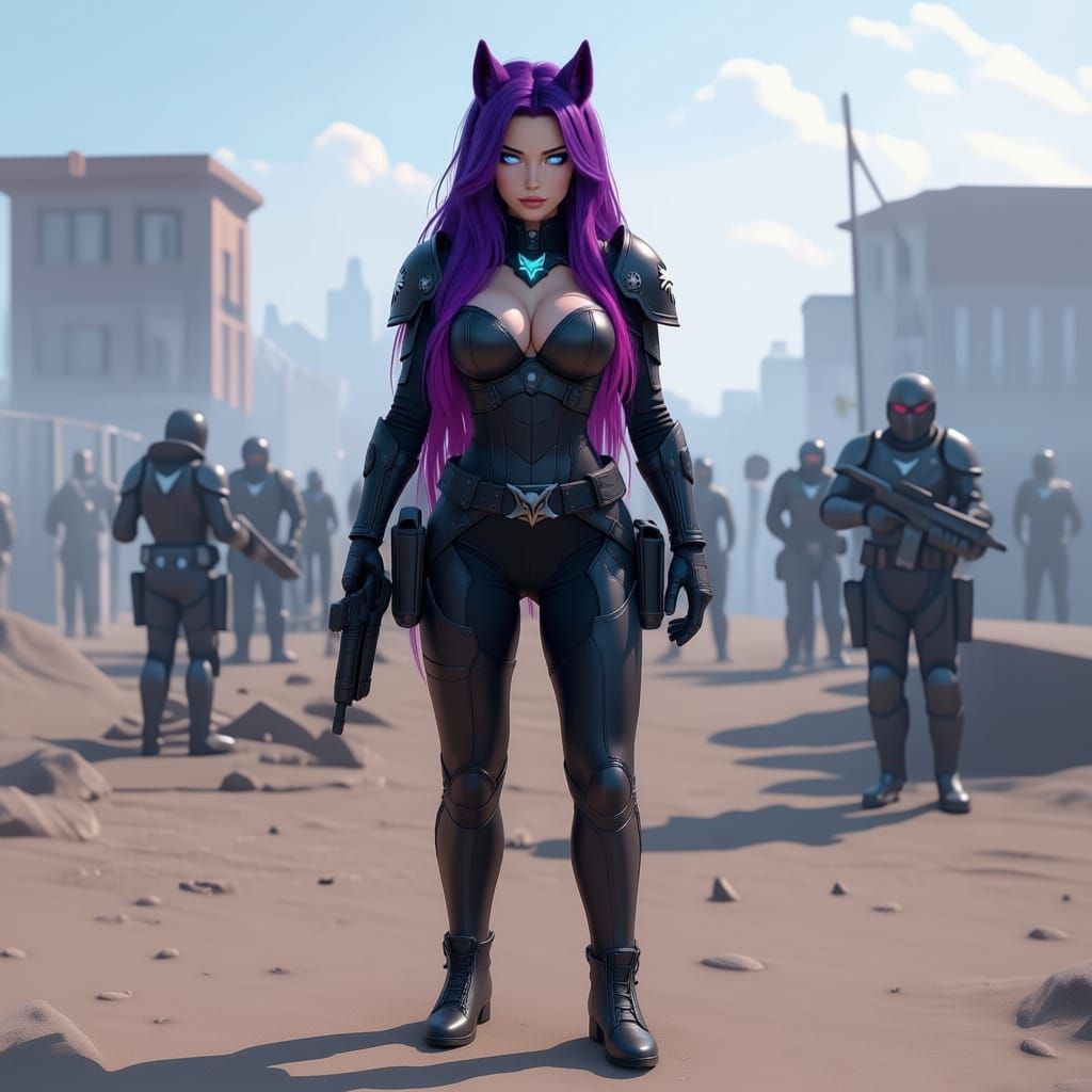 Cyberpunk Pony Warrior in Power Armor with Shotgun