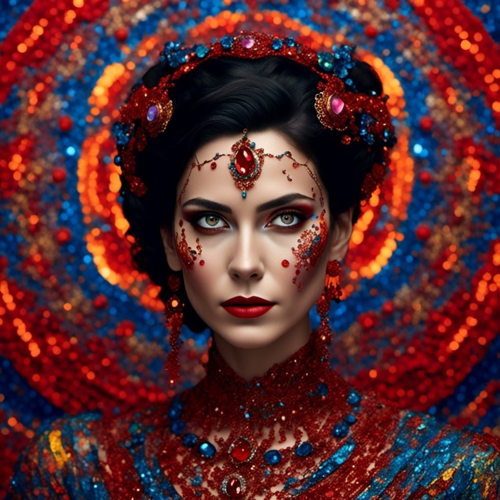 Woman with Colorful Makeup in Professional Portrait Style