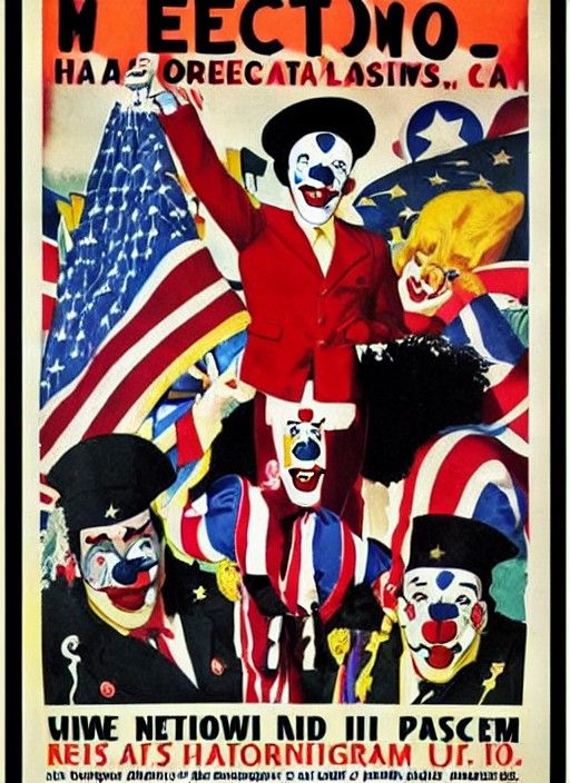 Modernist Propaganda Poster of Fascist Clown