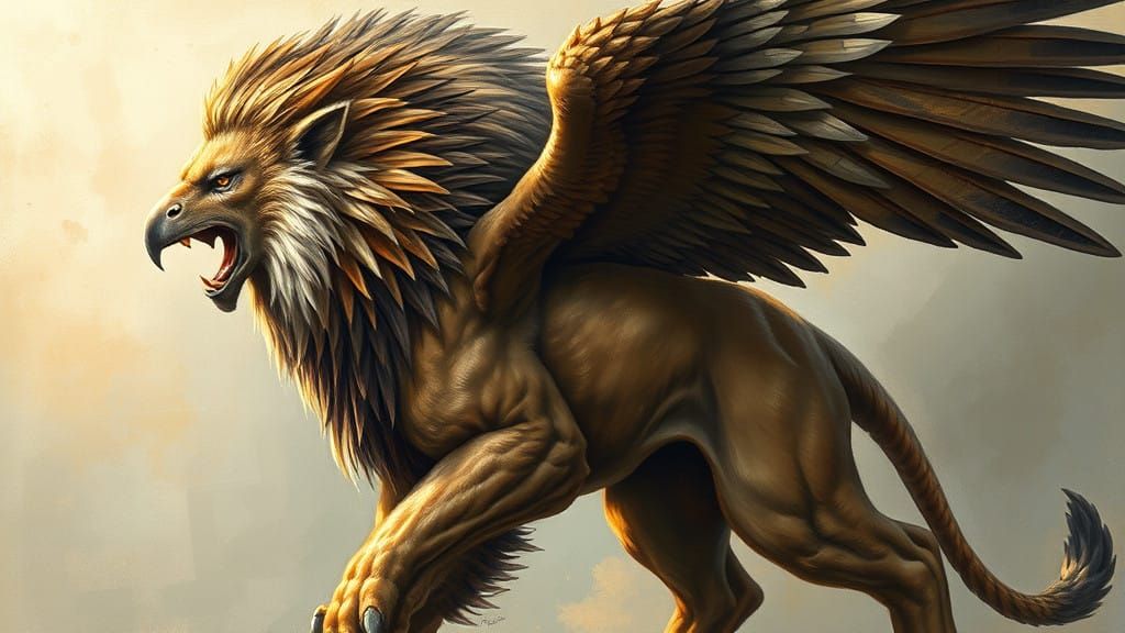 Majestic Lion-Eagle Hybrid in Textured Realism Style