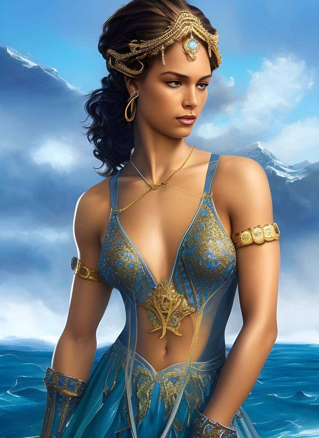 Athletic Water Witch Concept Art Portrait