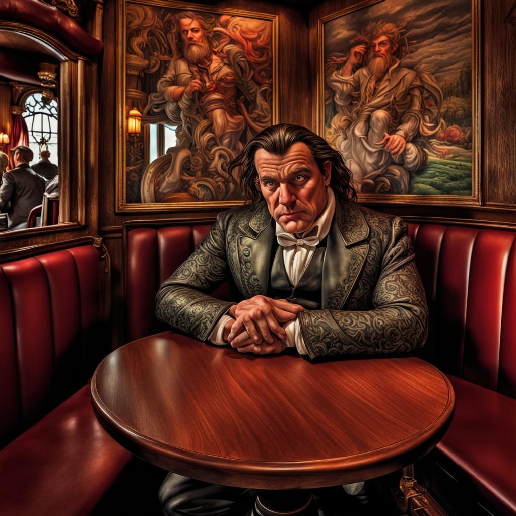 Handsome Mafia Boss Giant in a Nightclub, 3D Art