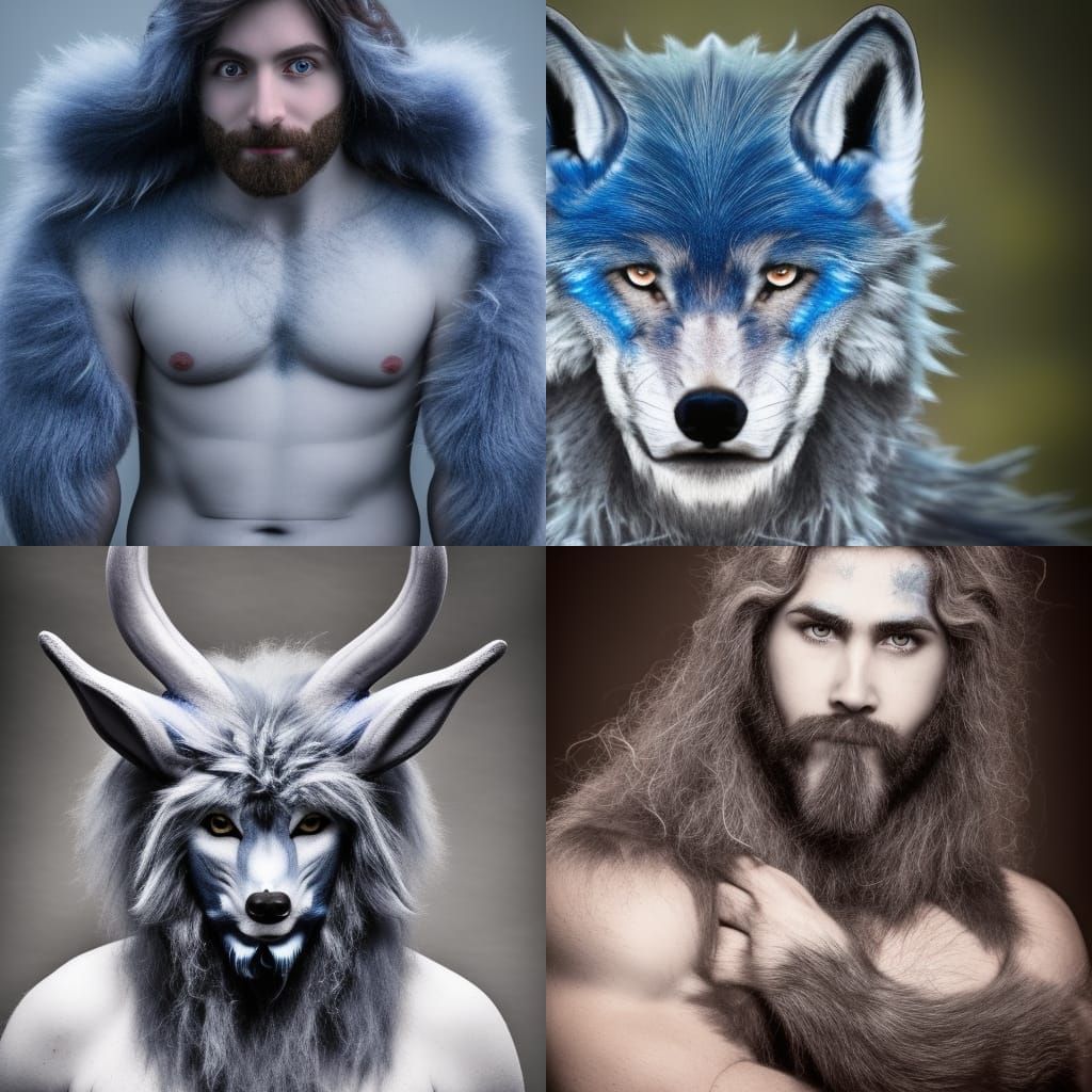 Blue Wolf Satyr God of Frost