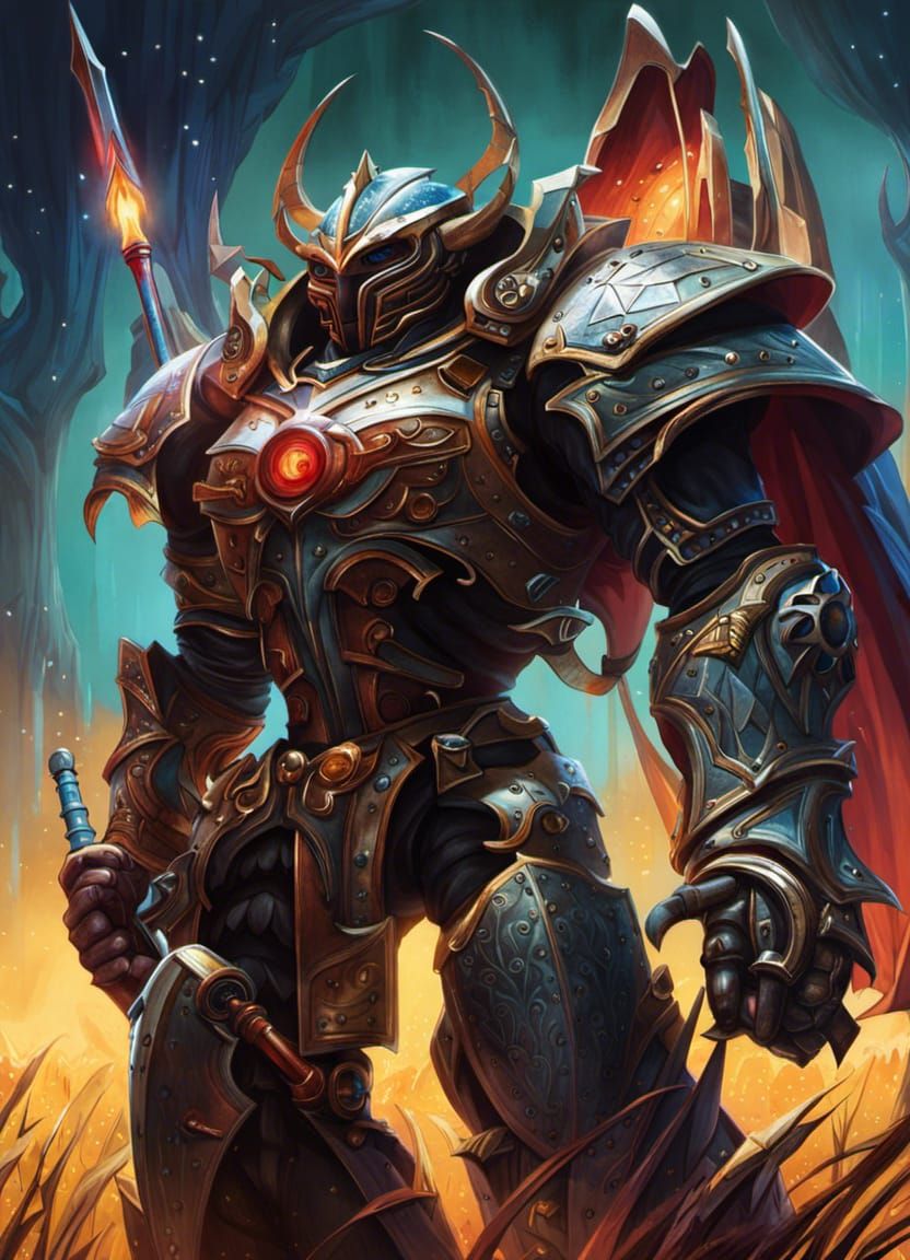 Wooden Knight in Steampunk Dark Fantasy Style