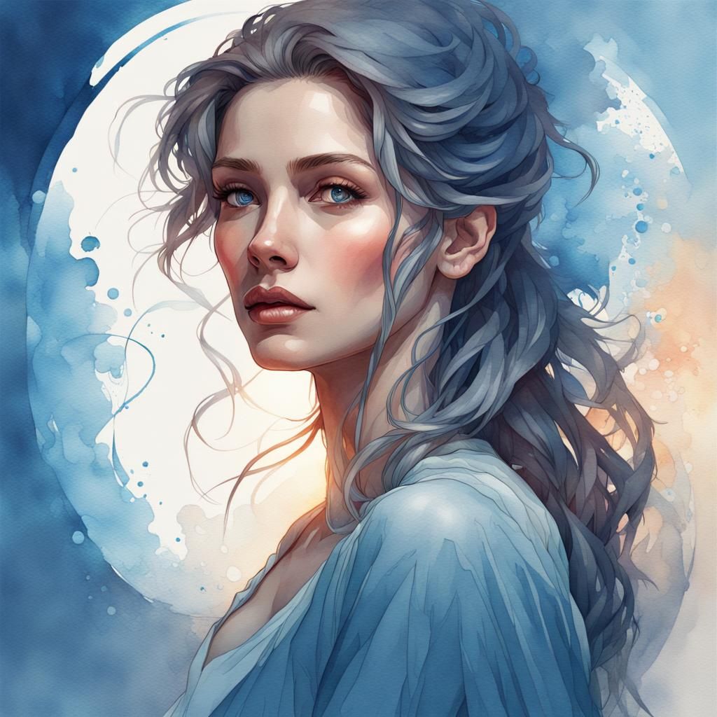 Fading Woman in Watercolour Style Portrait