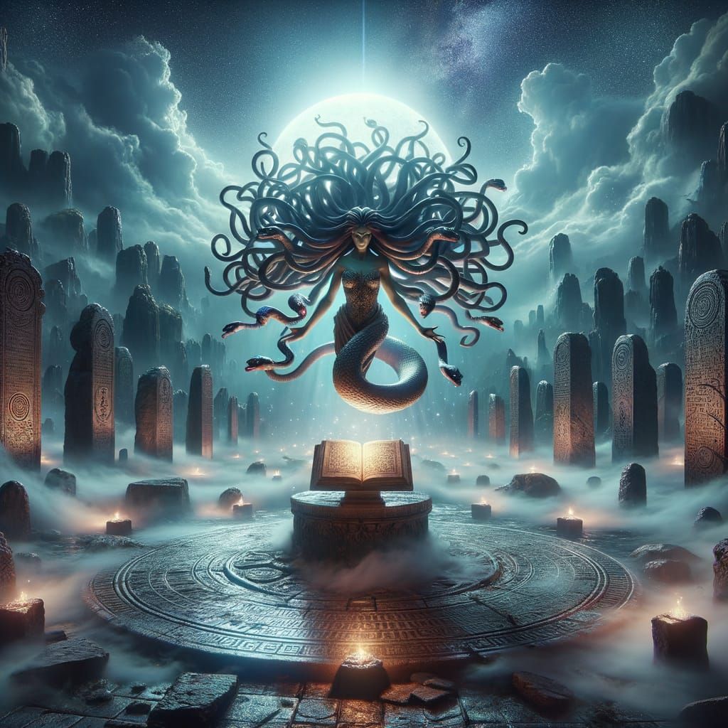 Medusa in a sacred site. Mythology 🐍
