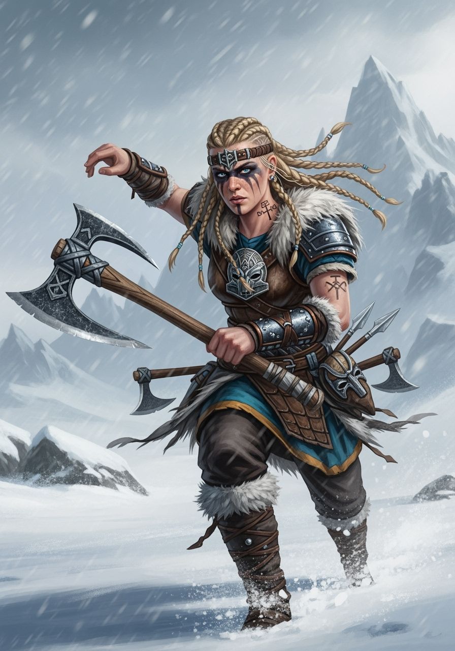 Barbarian Warrior Charges Through Frozen Tundra