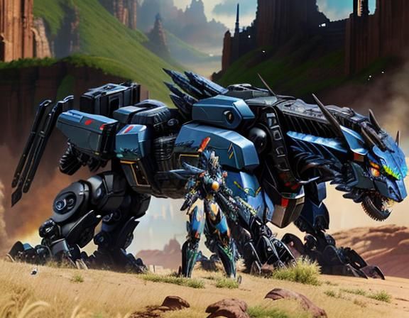 Mechanical Fantasy Beast Automata in Cybernetic Style