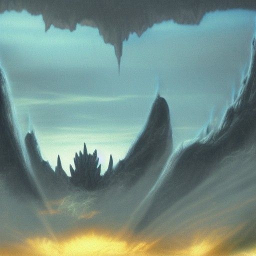 Detailed Matte Painting of Ghidorah