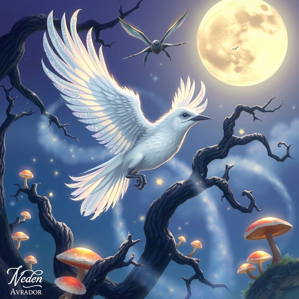 Ethereal Songbird in Lunar Dreamscape