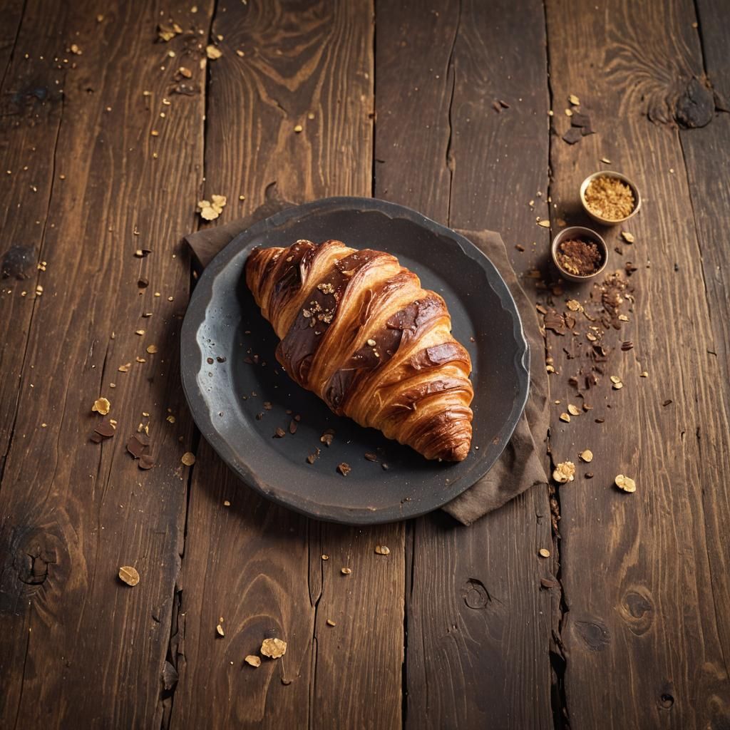 Chocolate Croissant in Golden Age Still Life Style