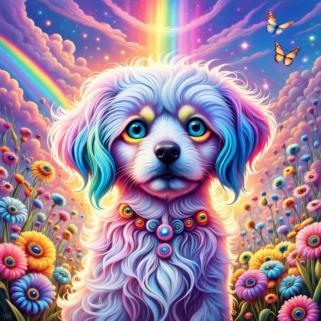 Rainbow Fluffy Creatures in Aetherpunk Style