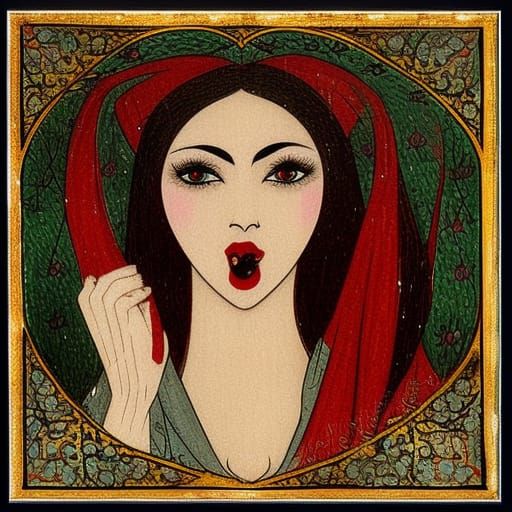 Vampire Cleansing in Classical Persian Miniature Style