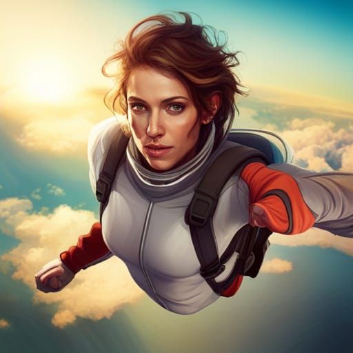 Skydiving Portrait in Hyperdetailed Concept Art Style