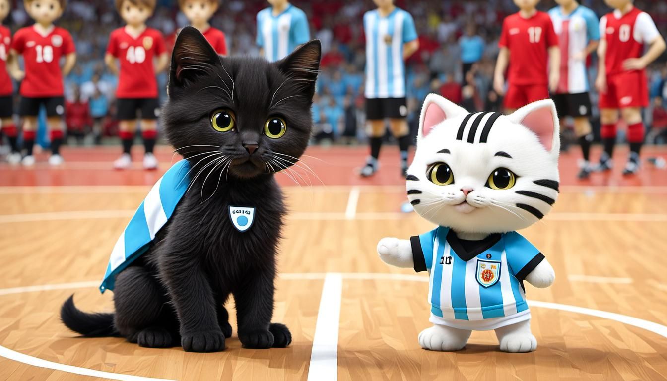 Chibi Kittens Playing Soccer in MLS Stadium