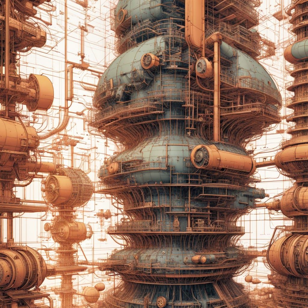 Technical Schematic Wireframe Explosion Drawings