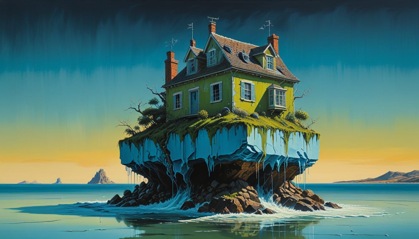 Coastal Village Trompe L'Oeil Ceramic Cup