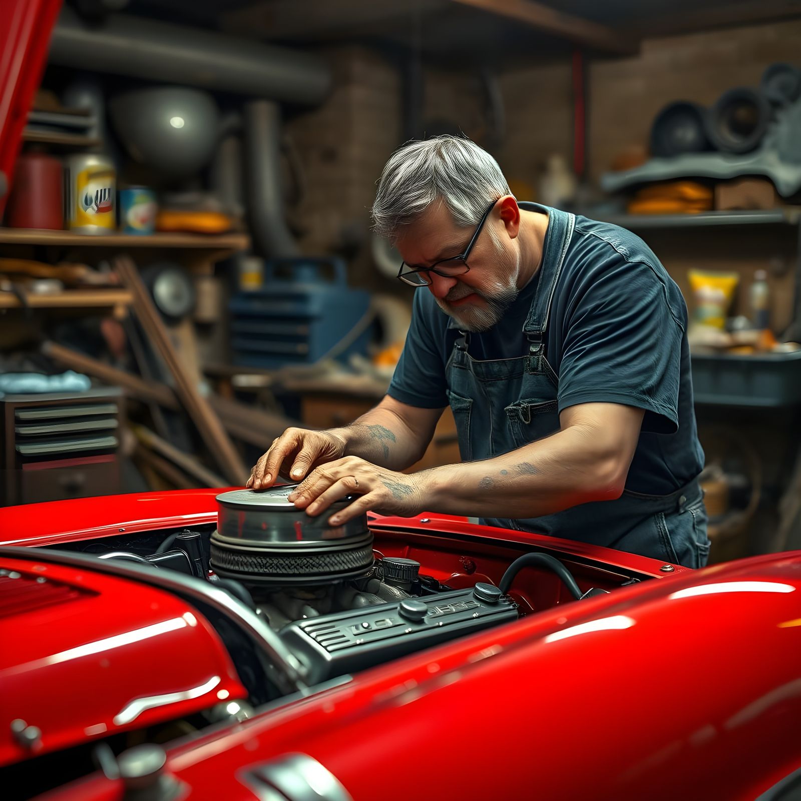 Gritty Garage Scene in Hyperrealistic Style