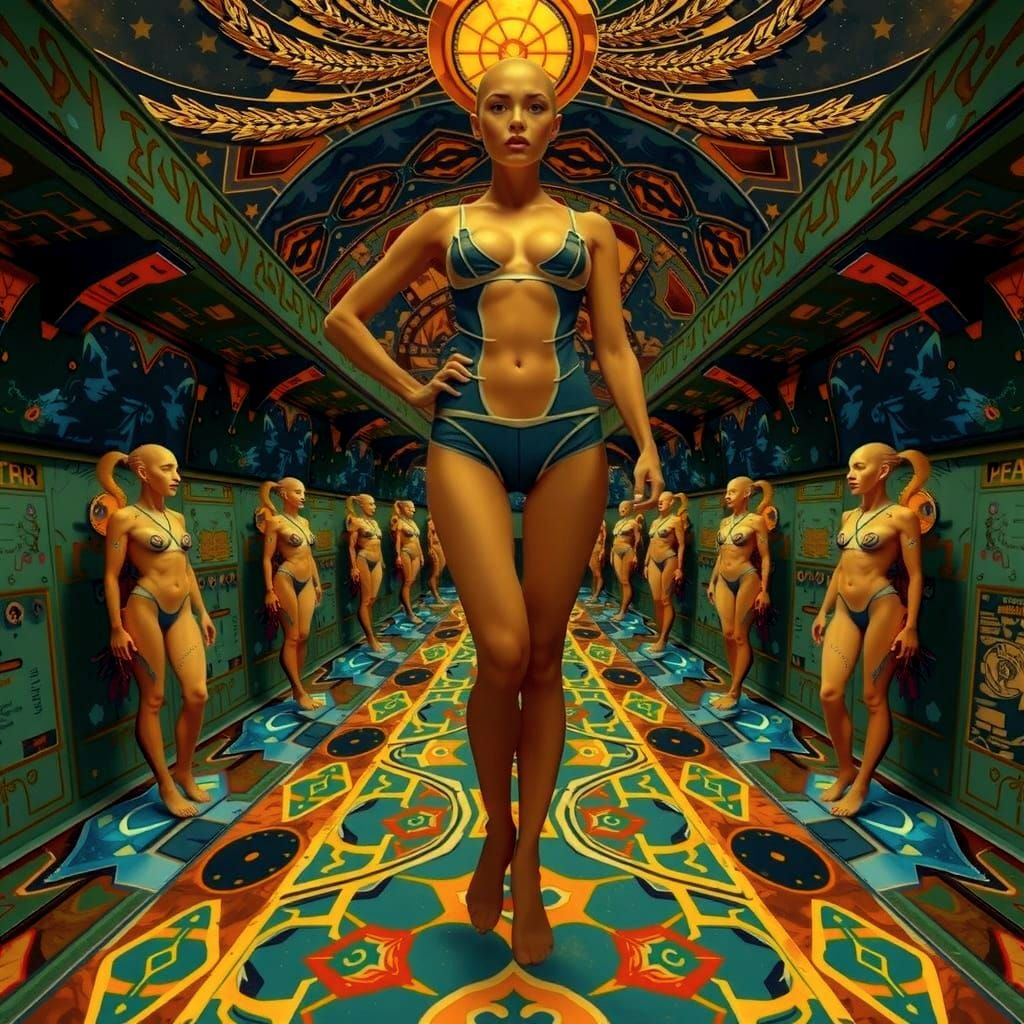 Hyperrealistic Feminine Portrait with Cosmological Backgroun...