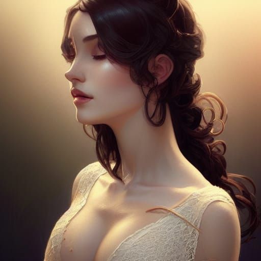 Attractive Woman in Lace: Hyperdetailed Portrait