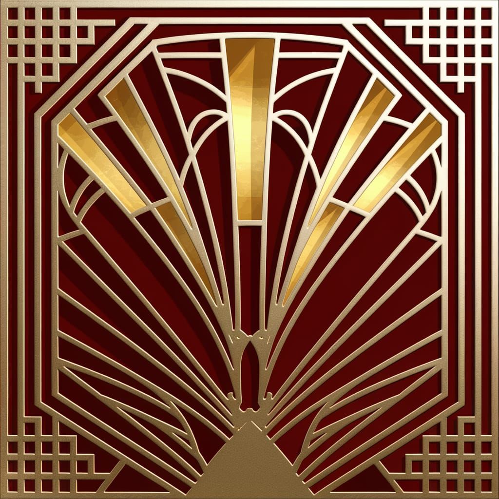 Art deco mural with an Asian influence