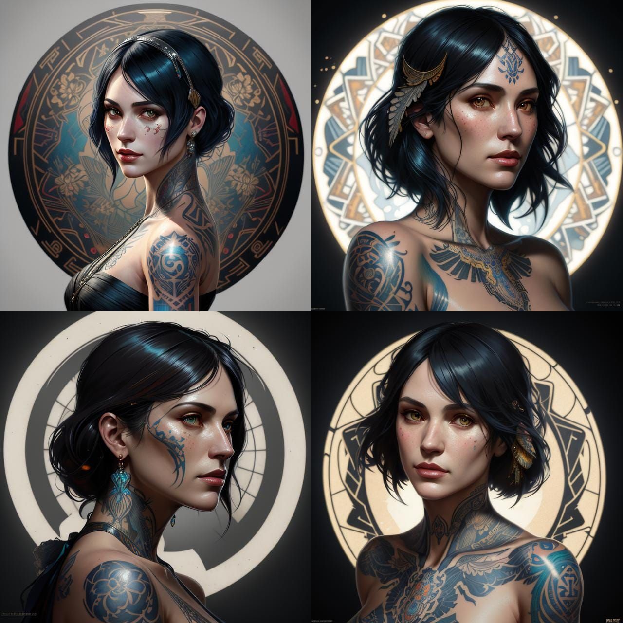 Flapper Girl Portrait in Neo Traditional Tattoo Style