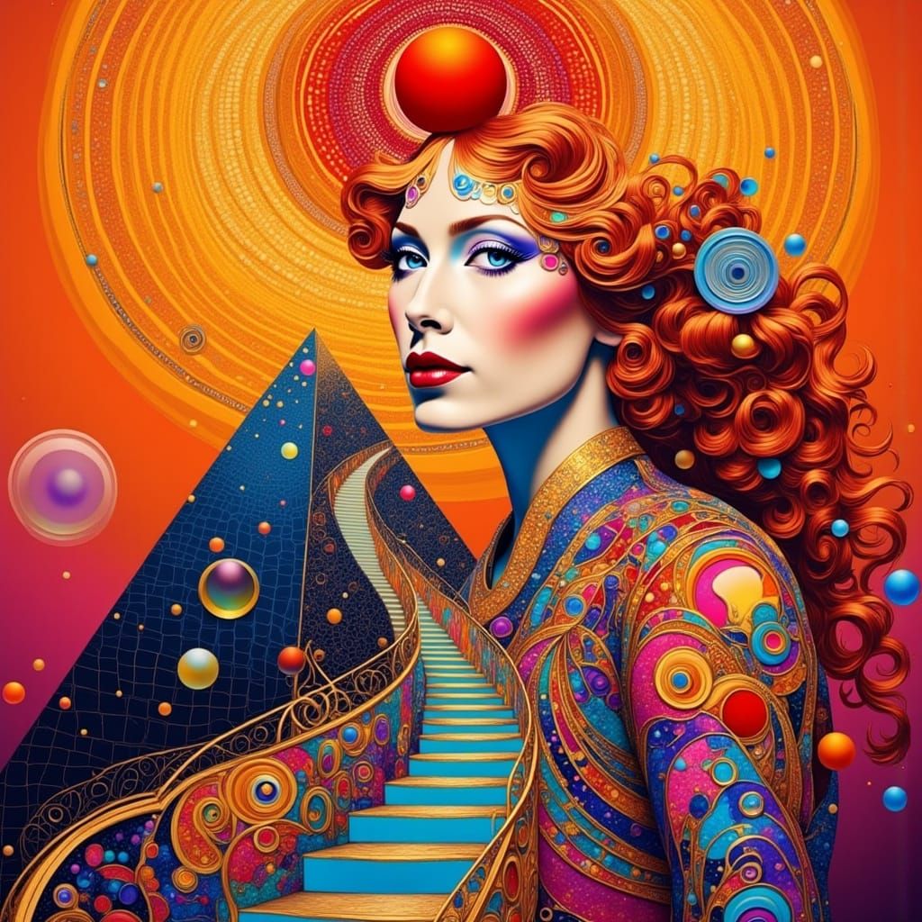 Psychedelic Fantasy Pyramid Journey with Blue-Eyed Woman
