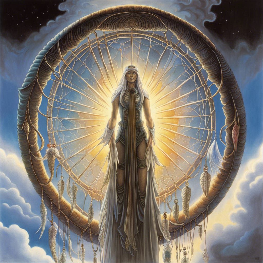 Surreal Cosmic Dreamcatcher with Trapped Figures