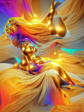 Radiant Golden Goddess of Beauty in 3D