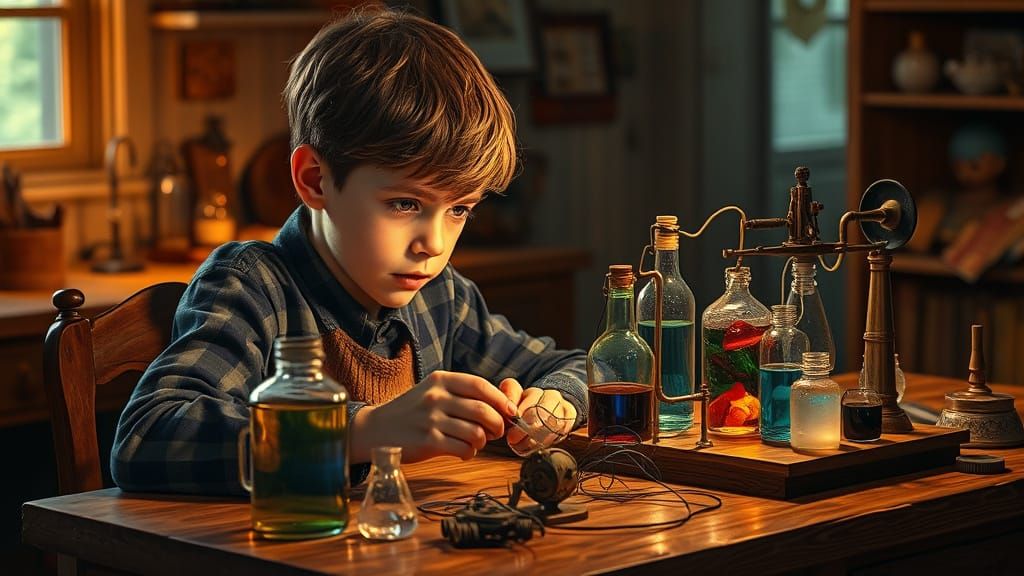Young Alexander Graham Bell Builds Miniature Lab at Home