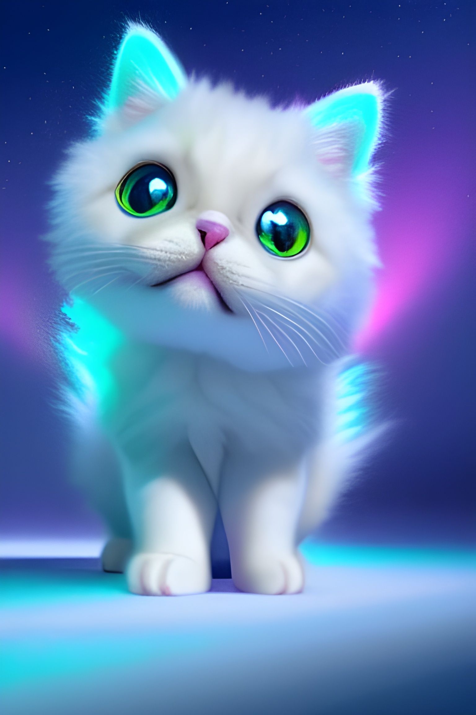 Pixar-Style Cute Kitten with Crystalline Cane
