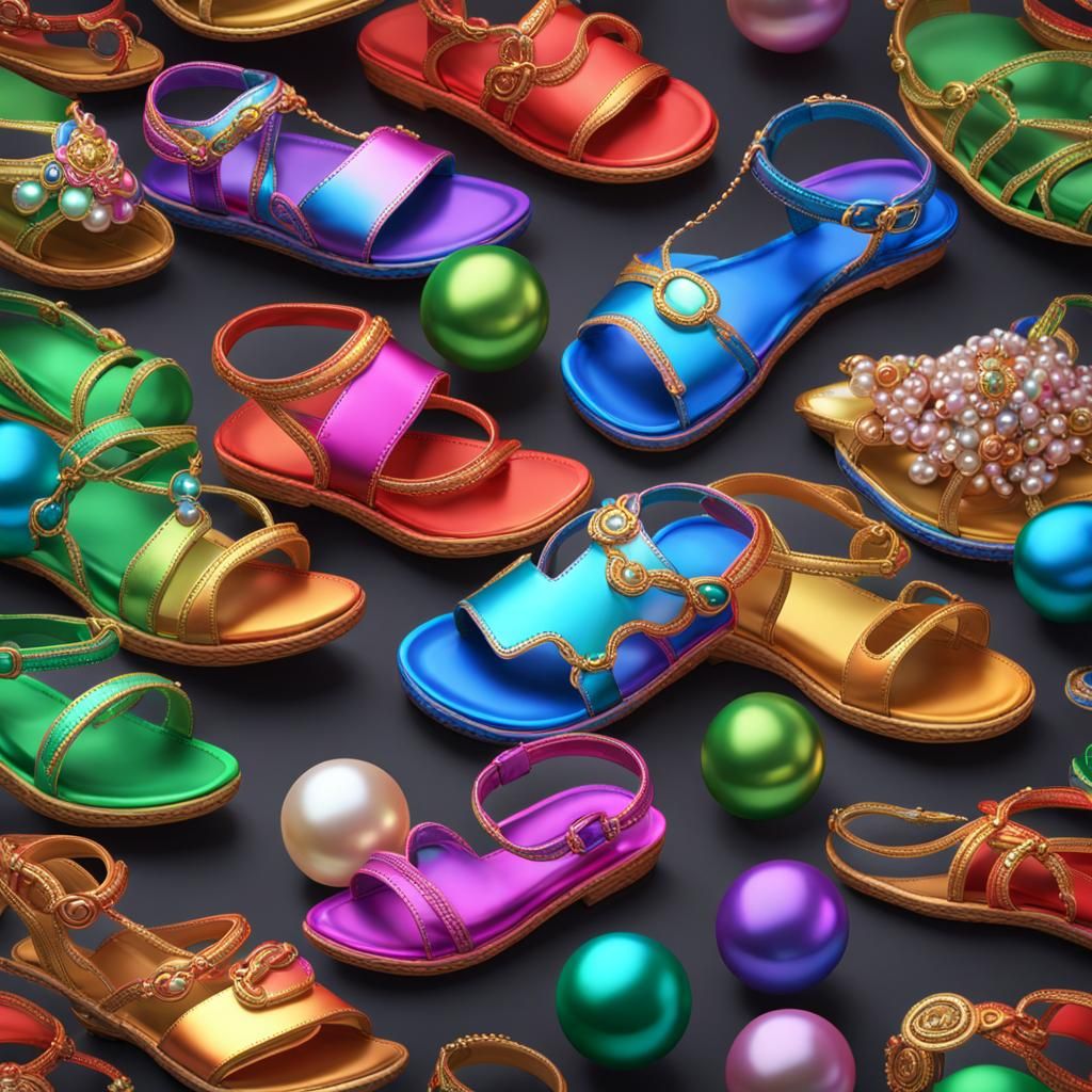 Rainbow Pearl Sandals for a Princess: Fantasy Art
