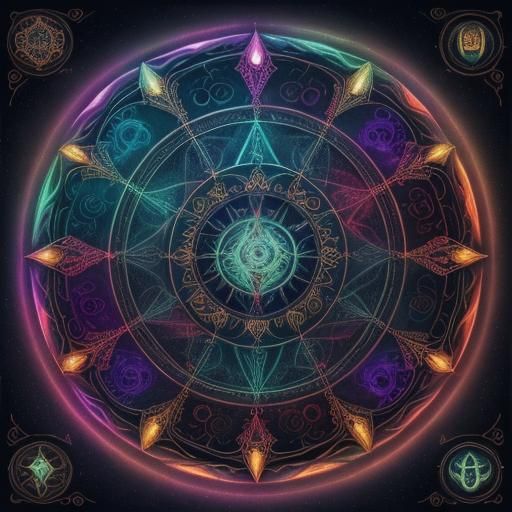 Mystical Tarot Reader and Wheel of Fortune Card