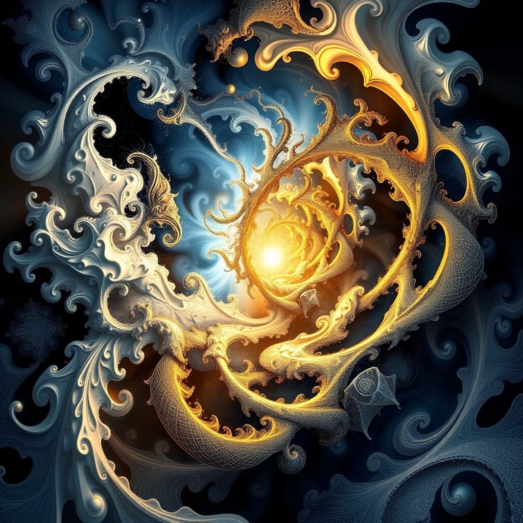Divine Creation Abstract Fractal Art with Cosmic Awakening