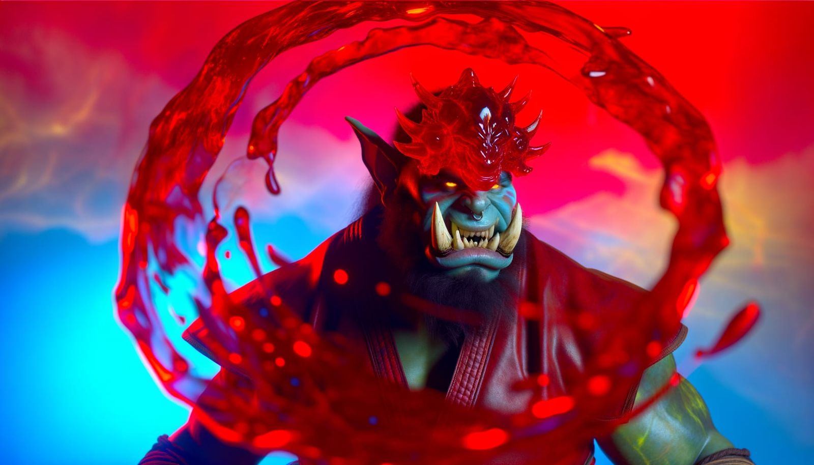 Orc Martial Artist with Balor Energy, Hyperrealistic Art