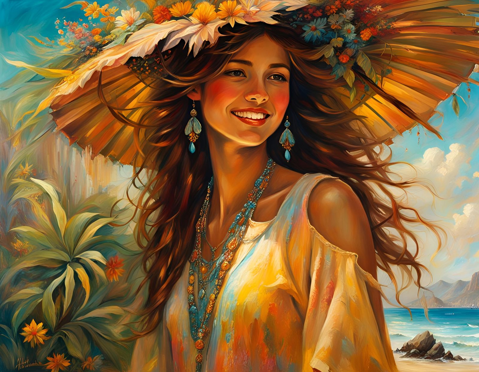 Girl from Ipanema: Detailed Oil Painting
