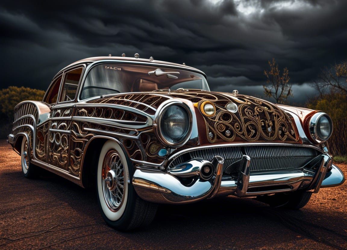 Hyperrealistic Skeletal Car with Intricate Details