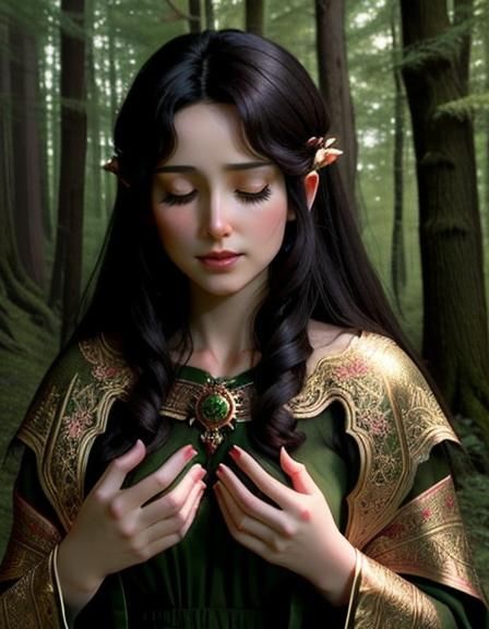 Dryad Crying in Forest Supplication